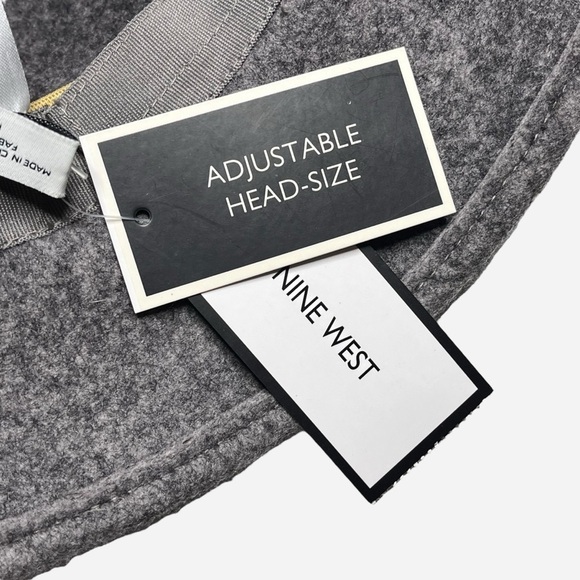 Nine West Bucket Hat 100% Wool Gray Felt Wool Flower Adjustable Band OS NEW - Picture 8 of 9